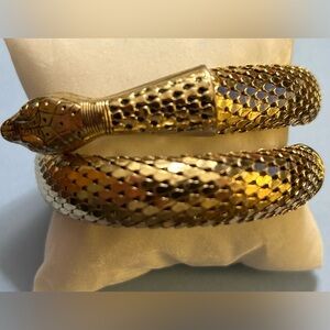 Vintage Whiting & Davis Snake Coil Bracelet Gold Mesh EXC COND!